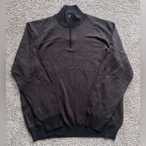 Toscano Cedar Brown Wool Blend Quarter Zip Sweater‎